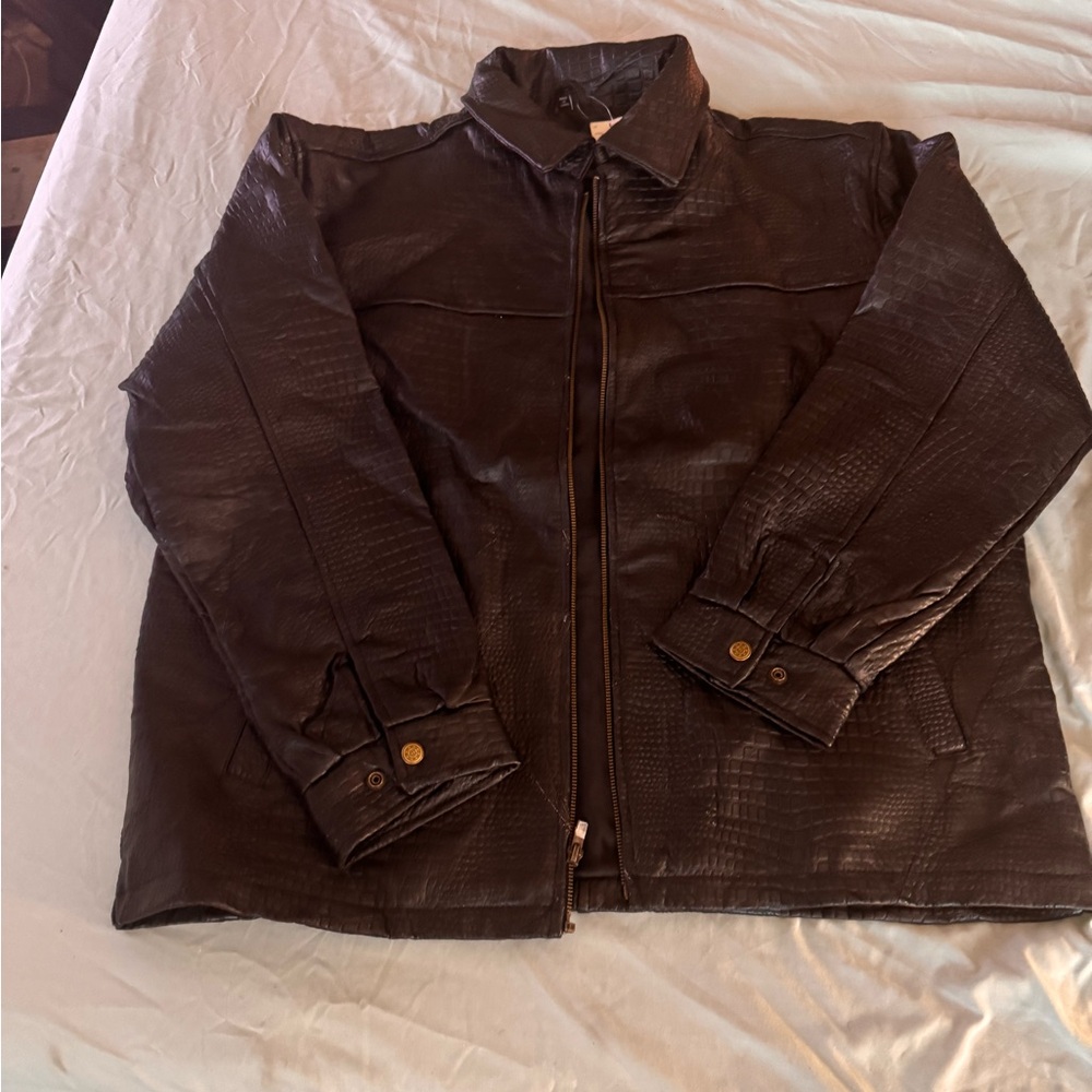 Men's Black Leather Jacket, size XL, never worn before.